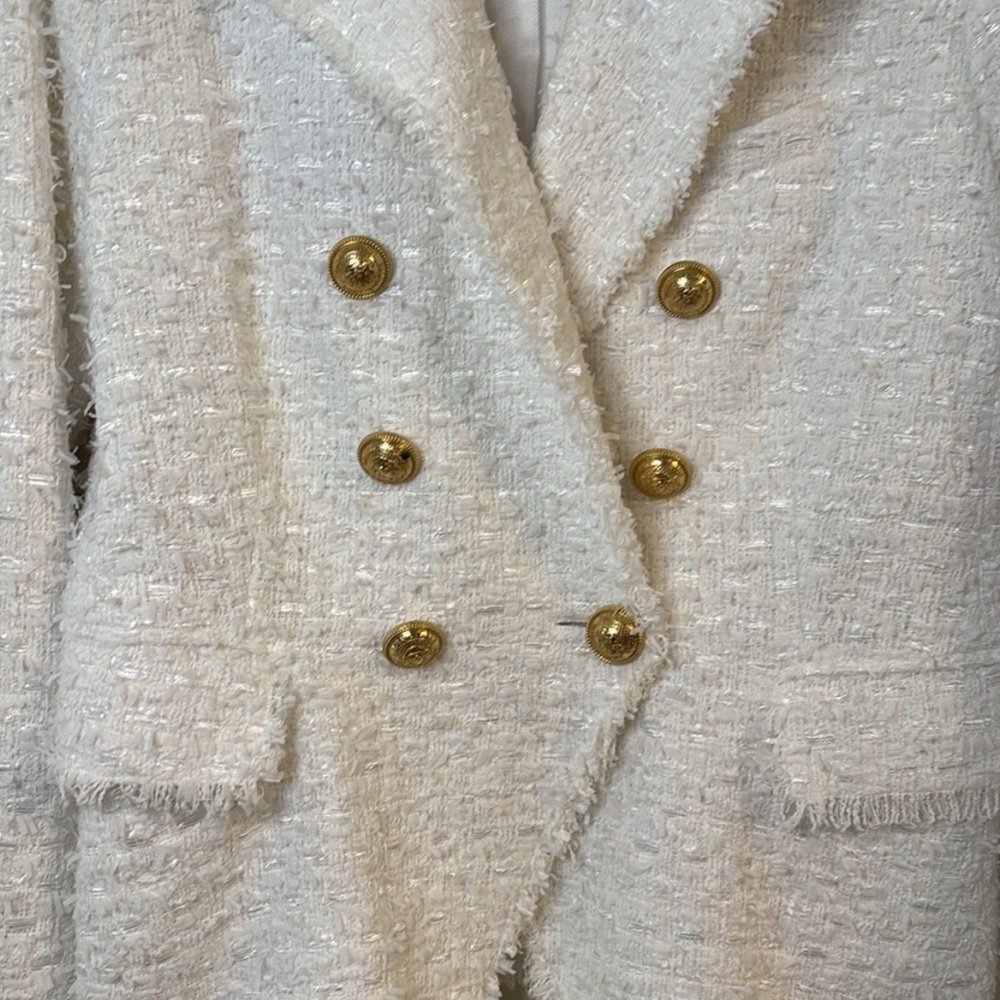 😍Authentic SOLD OUT Balmain subtle white tweed blazer gold buttons size 44 Euro - Picture 5 of 16
